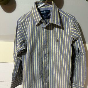 Boys Ralph Lauren Oxford Shirt Blue with Yellow Stripes